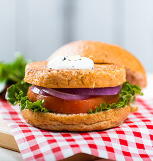 Salmon Burgers topped with Astro Original Yogurt