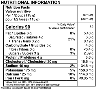 Astro Plain 6% Yogurt Nutrition Label