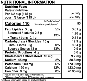 Strawberry Yogurt Nutrition Label